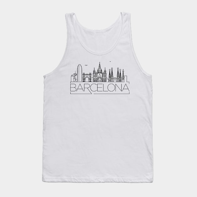 Barcelona Minimal Skyline Tank Top by kursatunsal